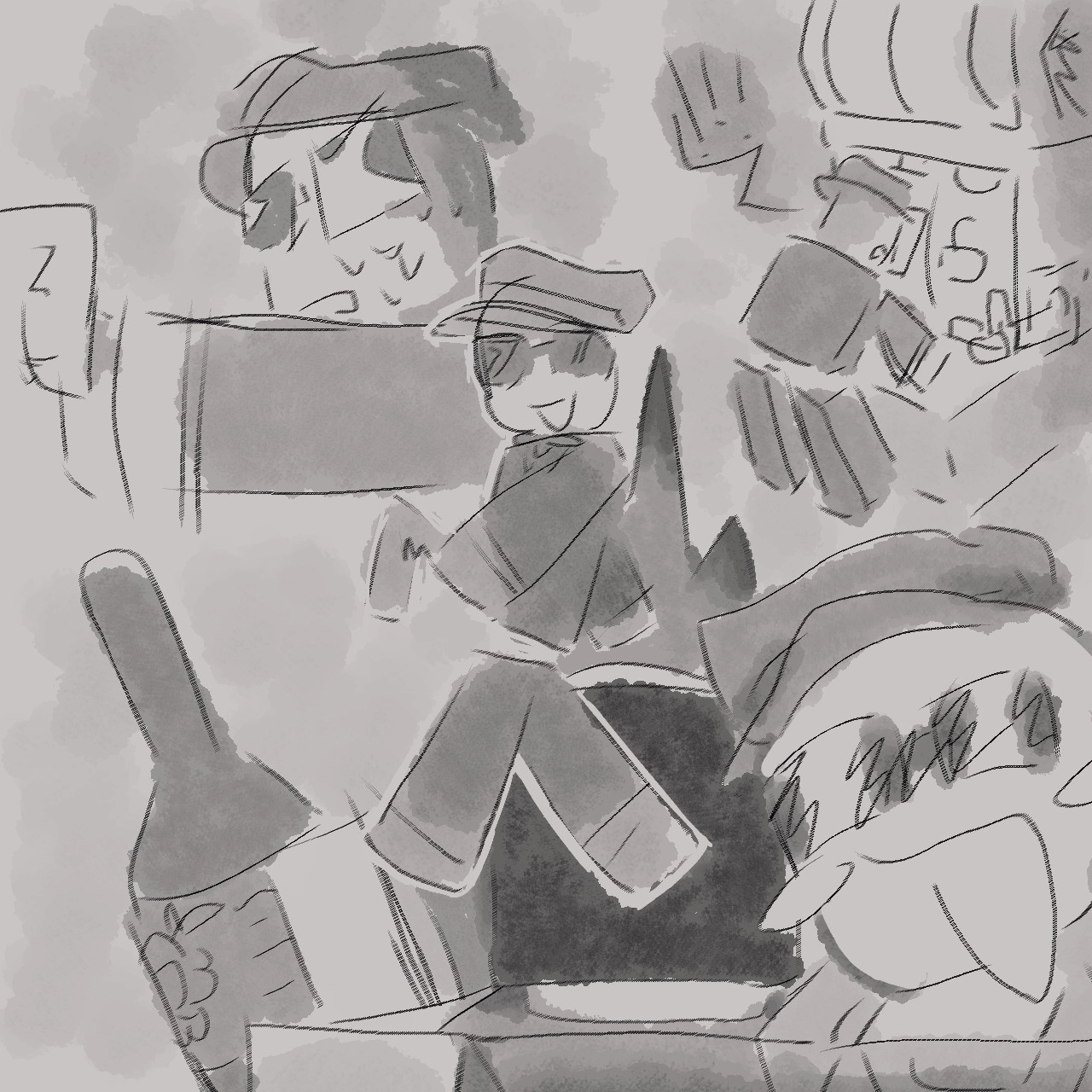 Black & white and sketchy 
Itrapped & chance