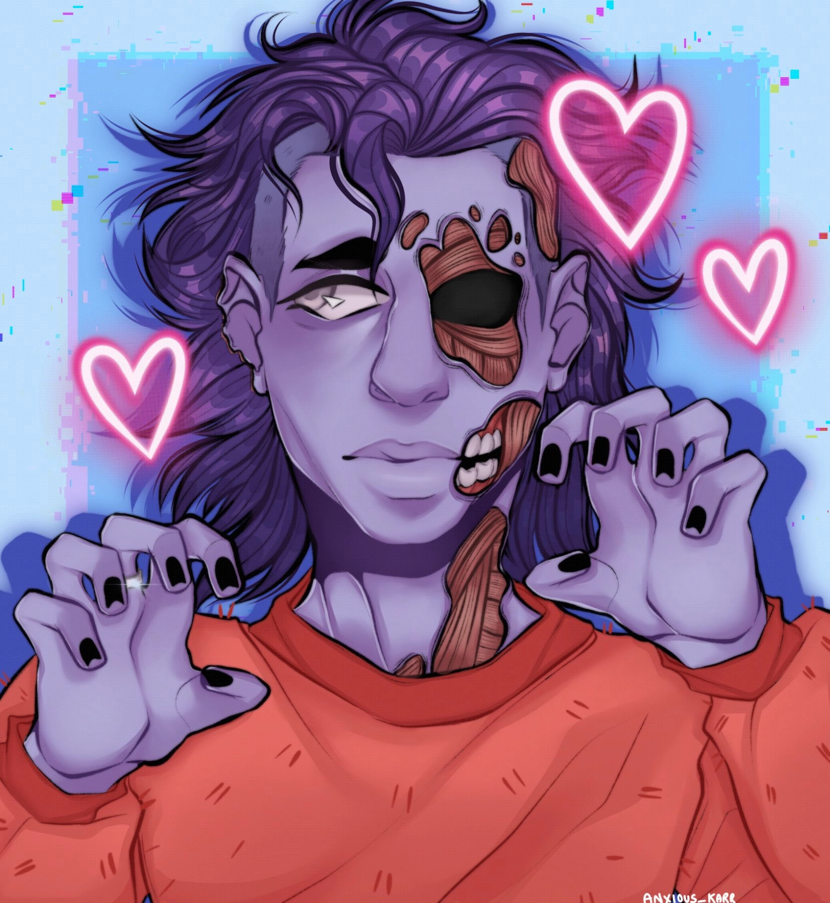 A previous commission of my art mutuals OC (Oc belongs to @cl0wnspagh3tti). This was such a fun piece to do and I enjoyed every bit of the process!