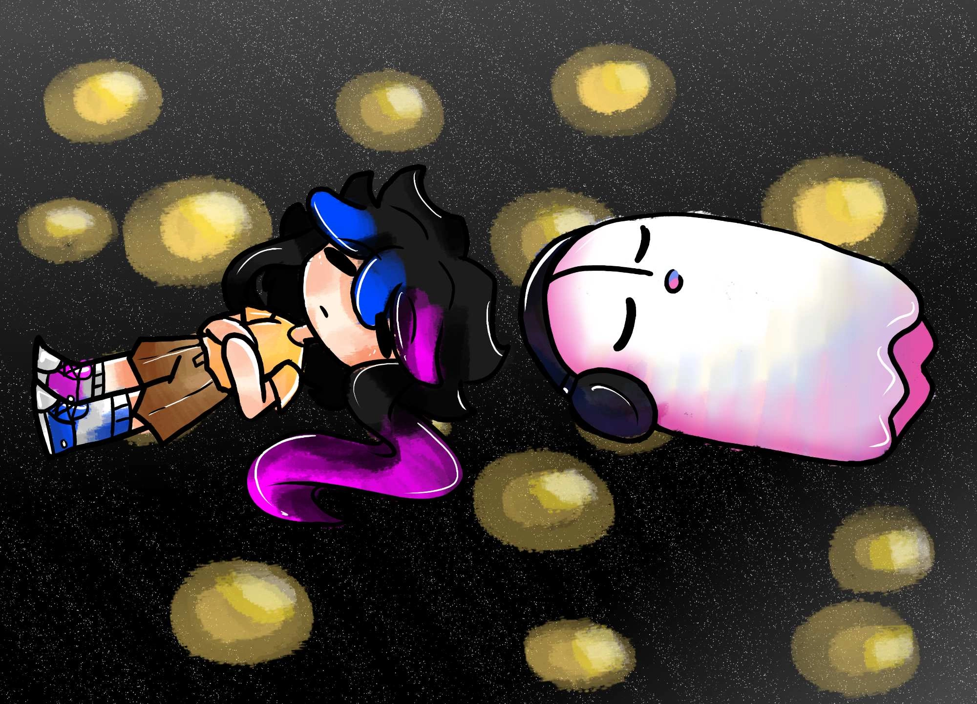 Little drawing of N and Napstablook