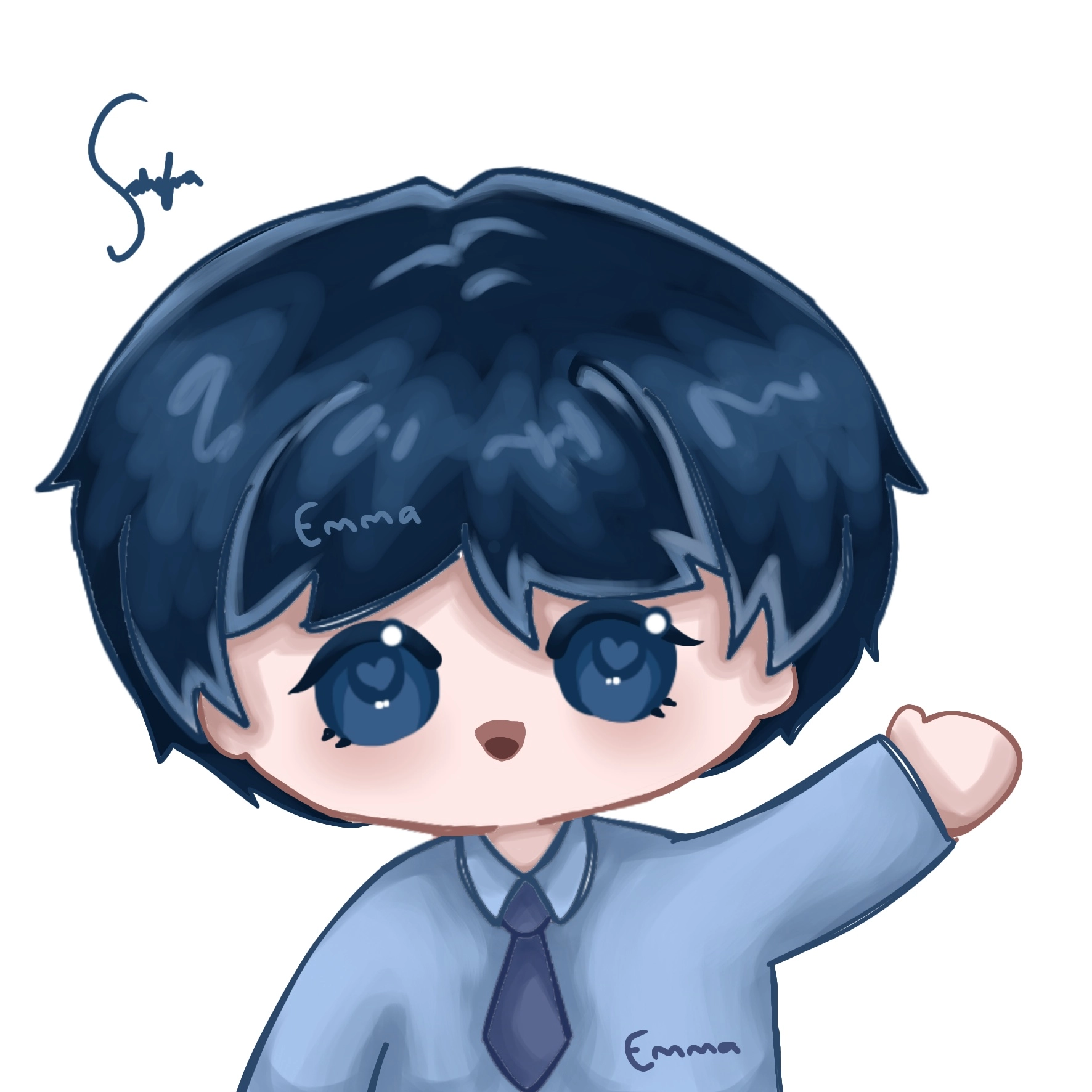 i tried to draw chibi and here's the result, its easier than drawing a real human form :D