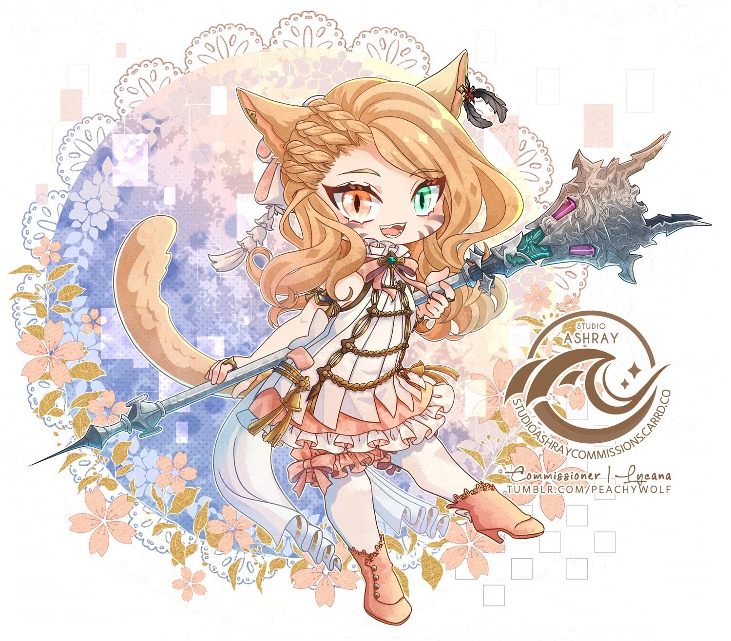 Lycana's adorable peach Miqo'te <3

Chibi: Starfish Style
Completed CM for Lycana | Tumblr: @peachywolf