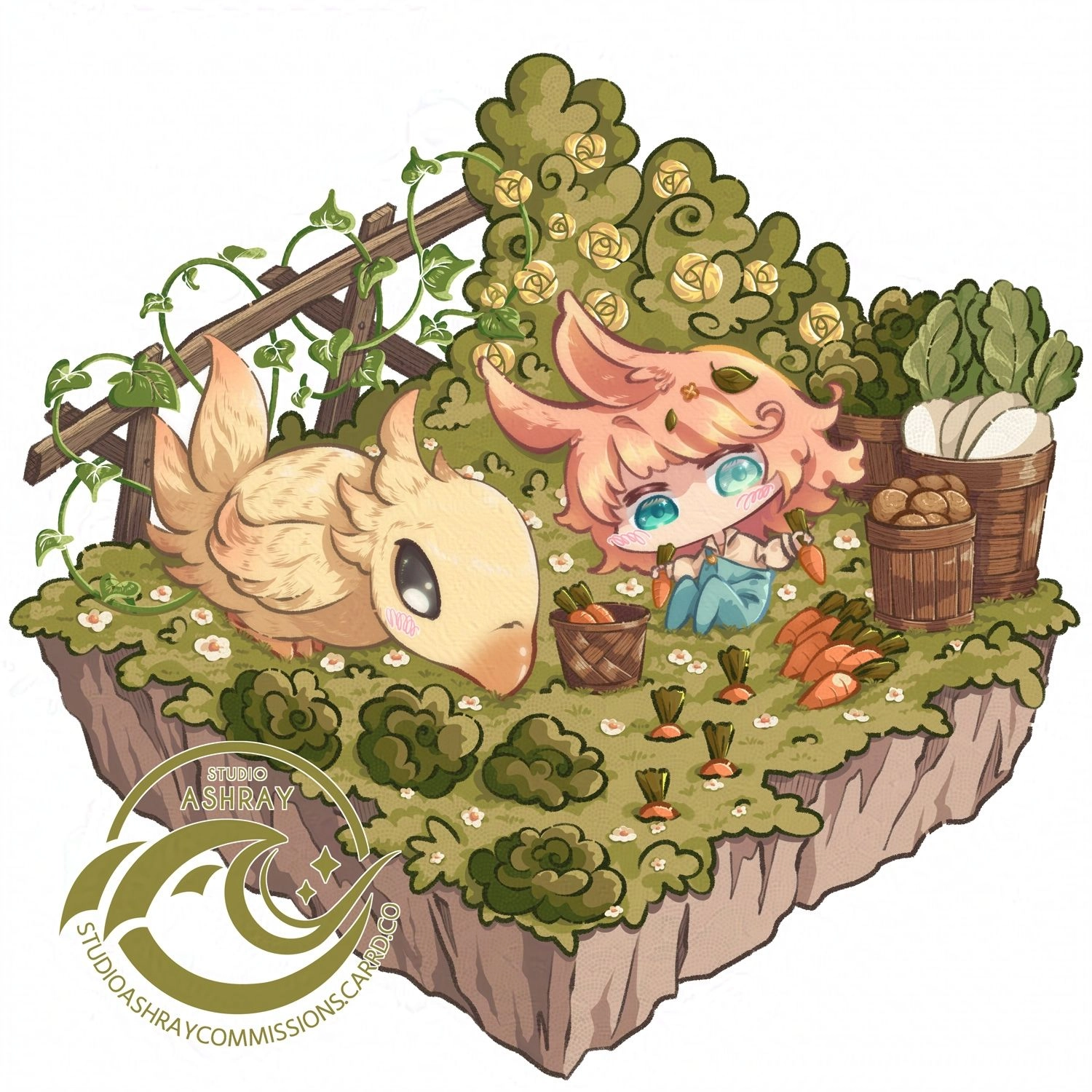 🥕Bean Chibi Illustration of FFXIV WoL: Kheeja and his farming life🥬

He loves all veggies, he will love Carroty the talking carrot a lot <3

Chibi: Jellyfish Bloom Style
Chibi with Platform Background