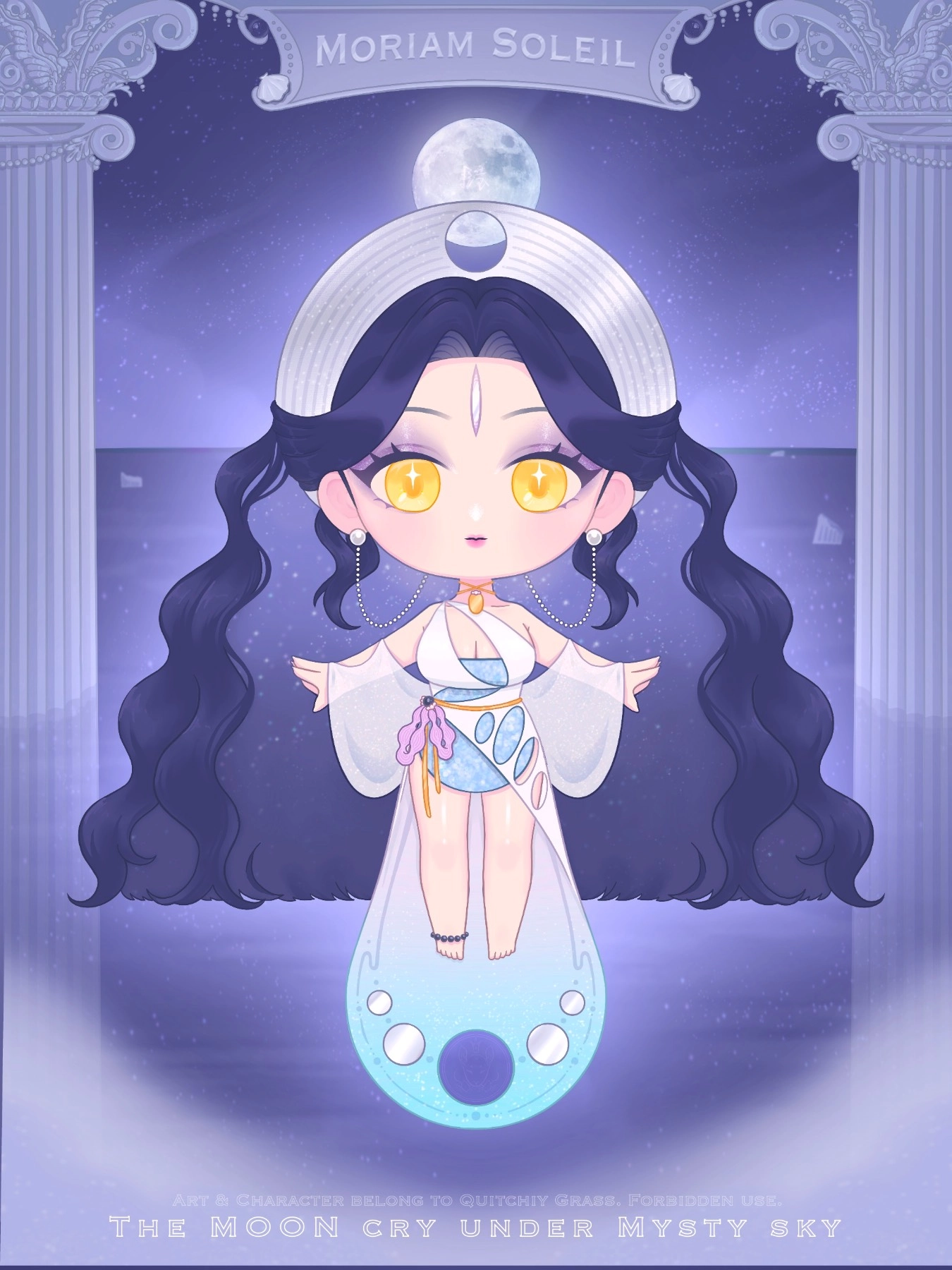 Moriam Soleil - The Moon Cry (under misty sky)

Chibi card illustration. Original character belong to Quitchiy