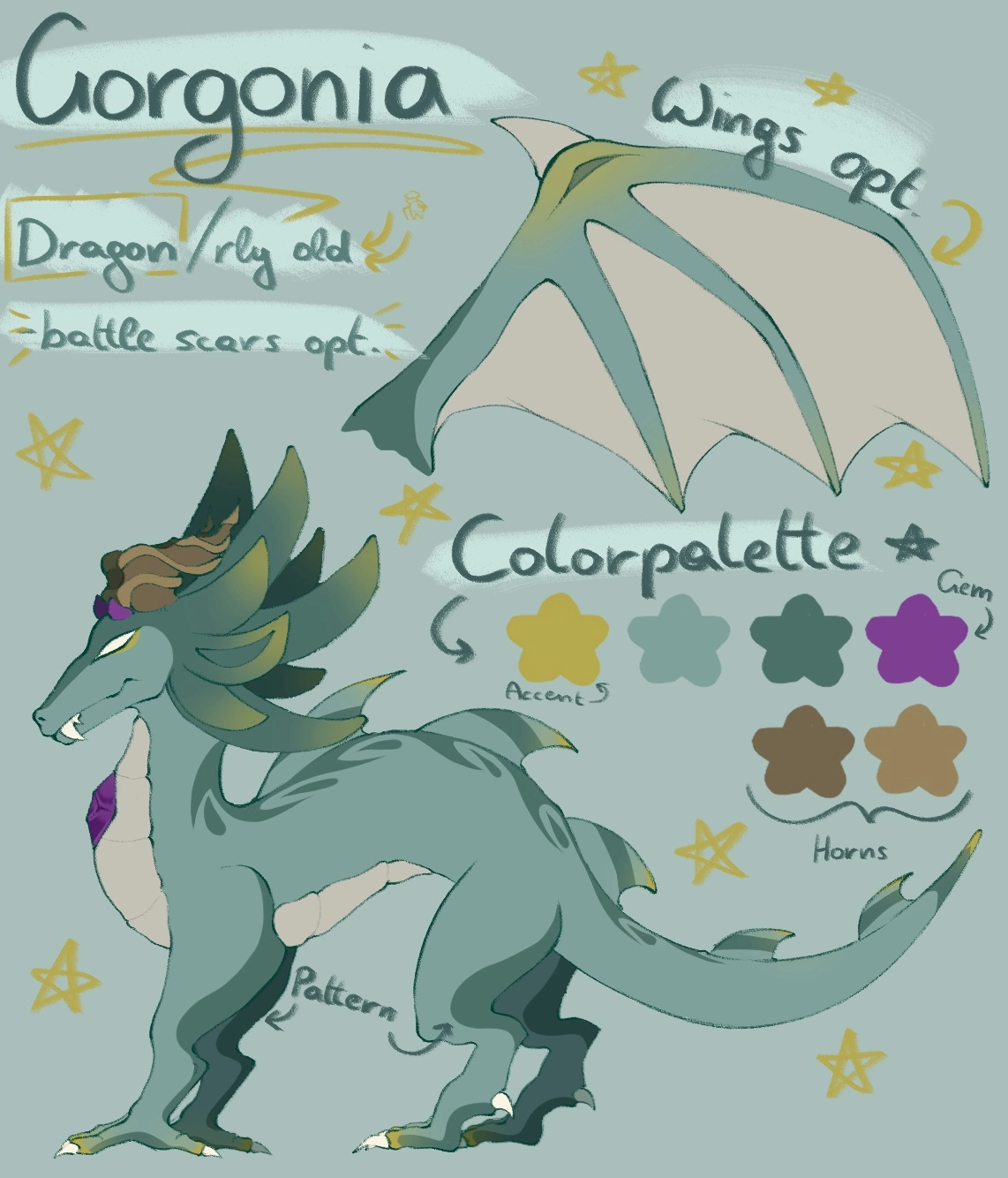 reference sheet of my dragon oc