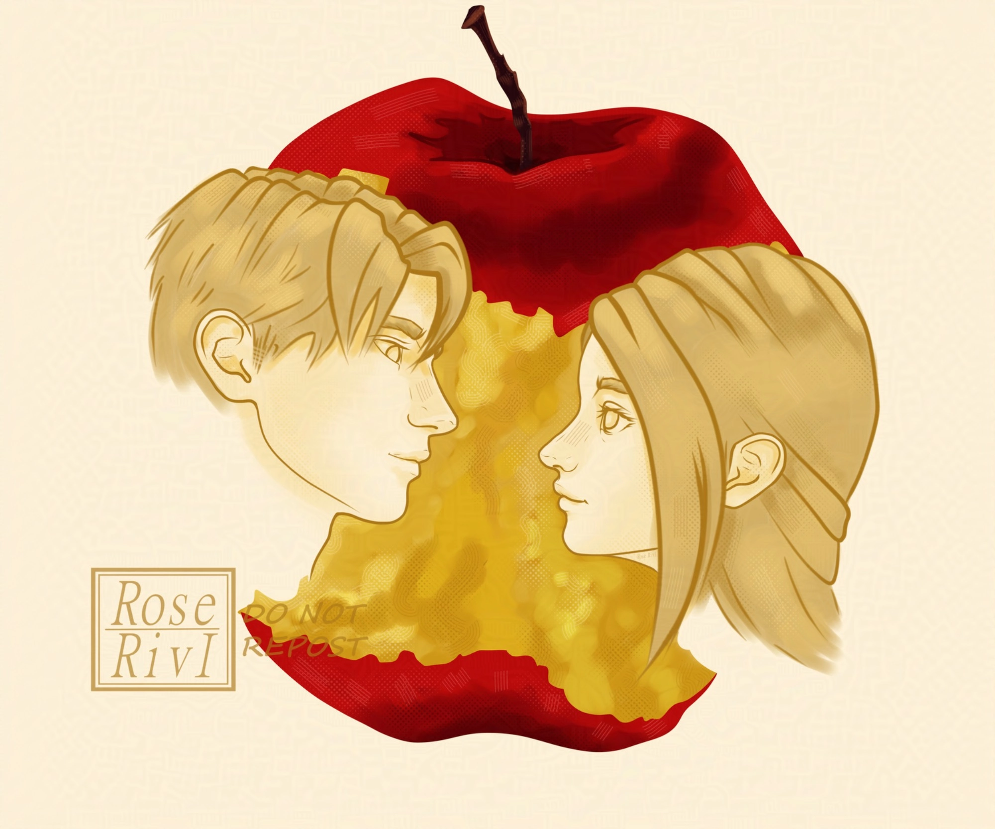 Did the apple trend with my two OCs in-between the big projects. Call me if you ever need to make your OCs look madly in love, I'm the CEO of longing looks and sweetness.