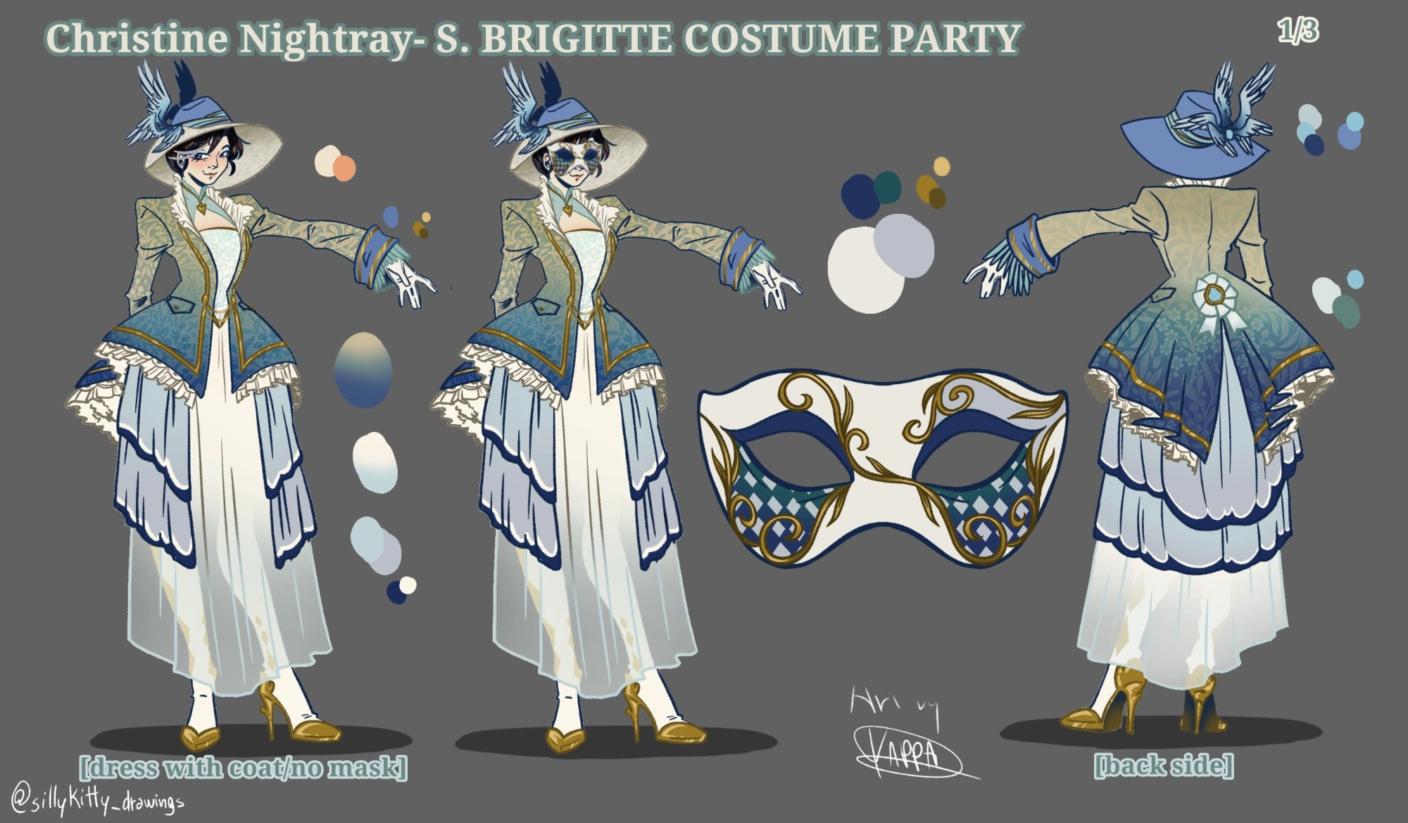 COMMISSION SERIES I- Pandora Hearts ff character design & concept art]

Christine Nightray (OC) S. Brigitte cotume party dress- bird themed character design pt. 1/3

(🇮🇹)
Original ff, WATTPAD: https://www.wattpad.com/story/342669220

EFP: https://efpfanfic.net/viewstory.php?sid=4054913&i=1

