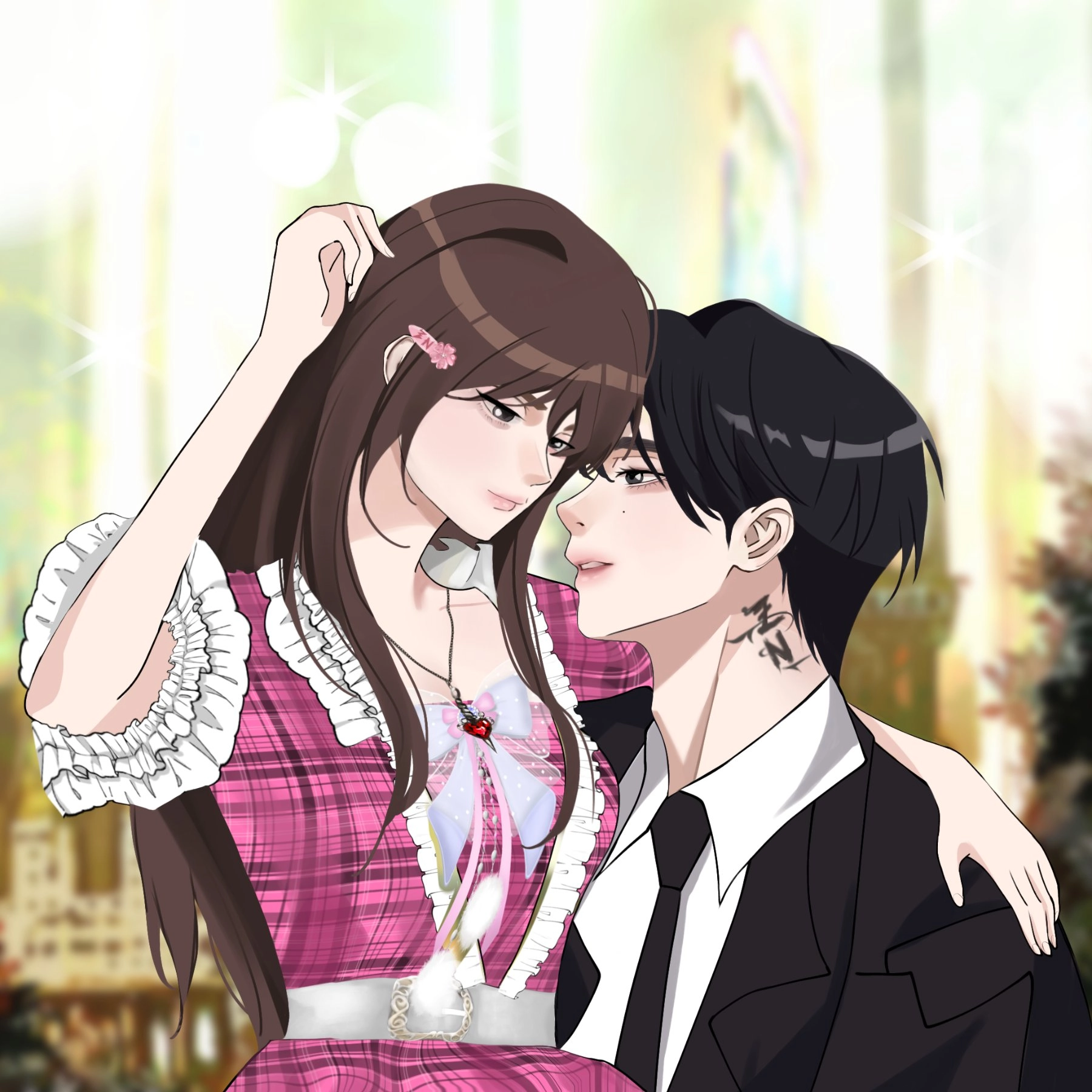 webtoon art style commision couple 