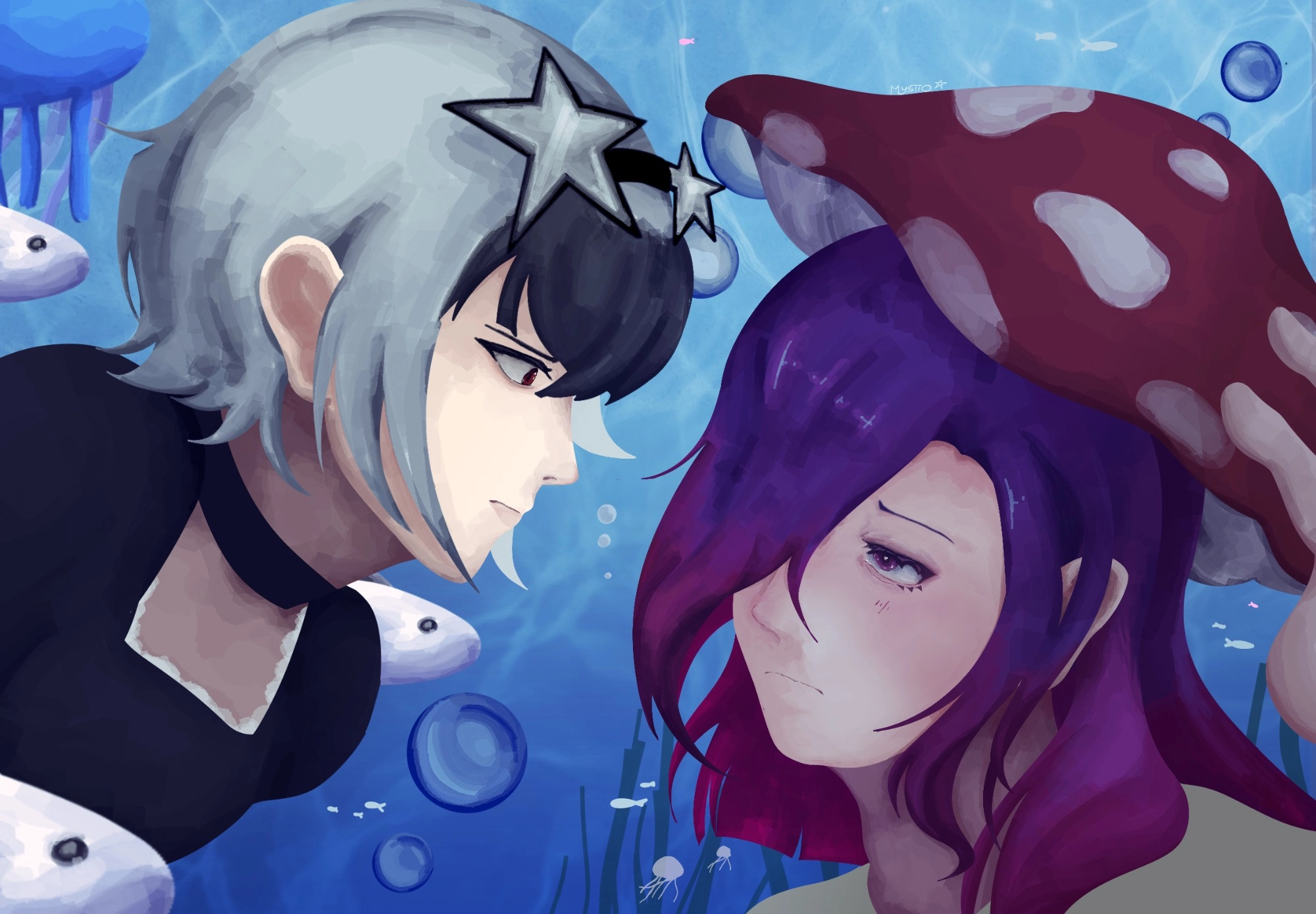 Drew me and my friend's oc together ˃̶͈◡˂̶͈